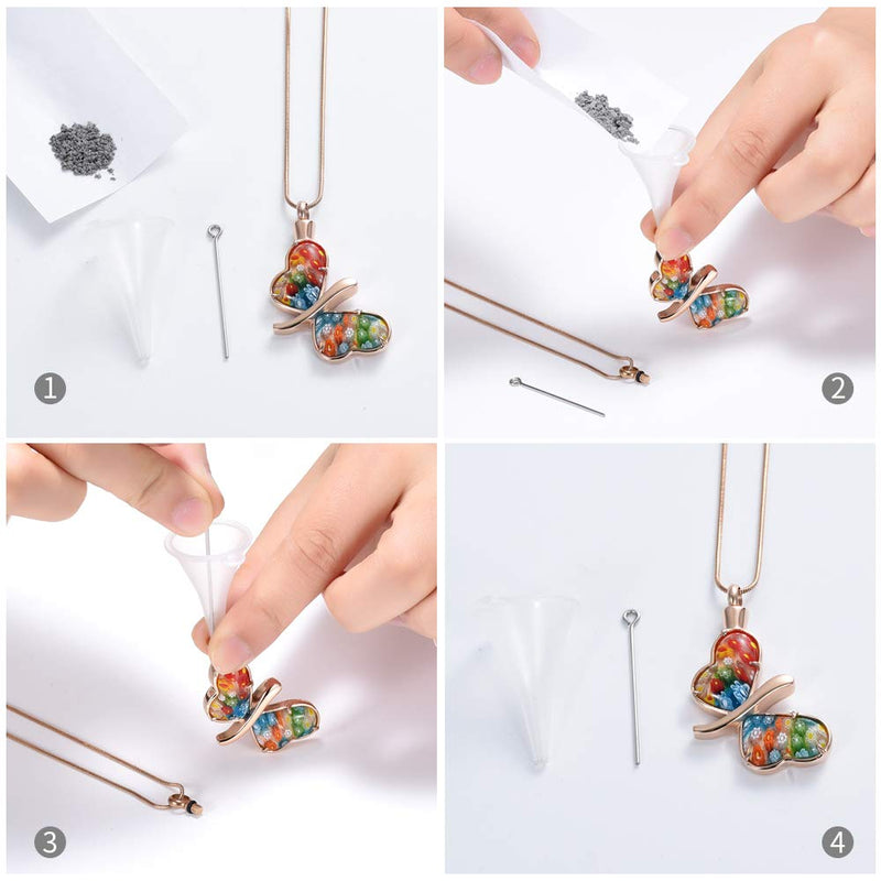 [Australia] - Minicremation Cremation Jewelry for Ashes - Memorial Keepsake for Beloved's Ashes Urn Pendants Butterfly Cremation Necklace for Ashes for Women Rose gold 