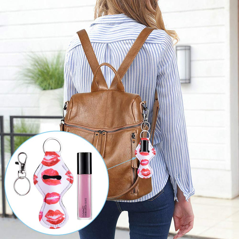 [Australia] - Duufin 20 Pieces Chapstick Holder Keychains Lipstick Holder Keychains with 20 Pieces Metal Clip Cords Suitable for Chapstick Tracker and Safeguard Multiple Patterns 