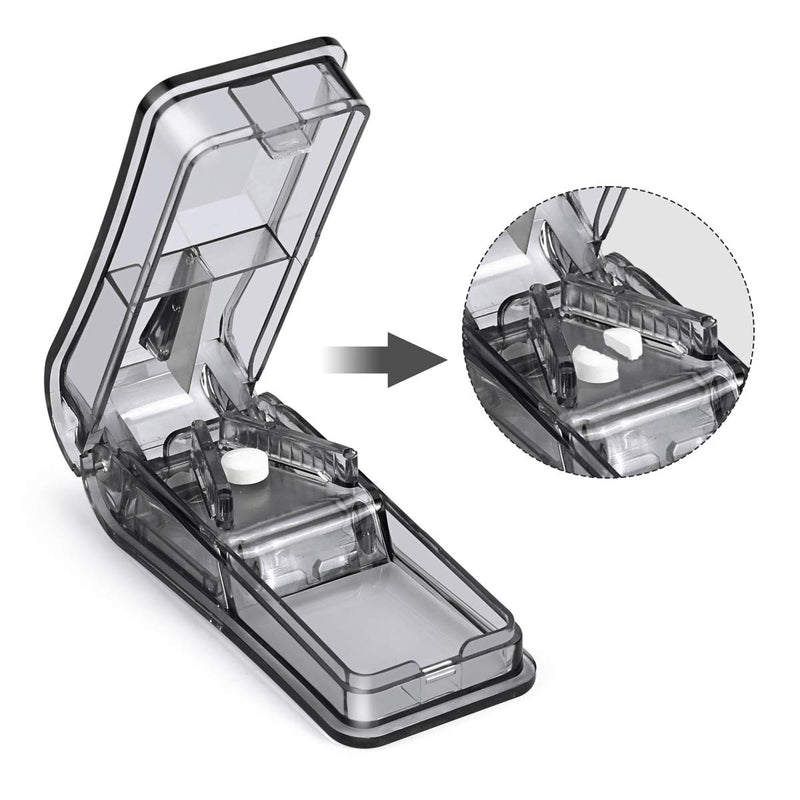 [Australia] - Pill Cutter, Opret Pill Splitter with Blade for Small Pills Large Pills Cut in Half Quarter for Tablet Vitamin Medicine (Black) Black 