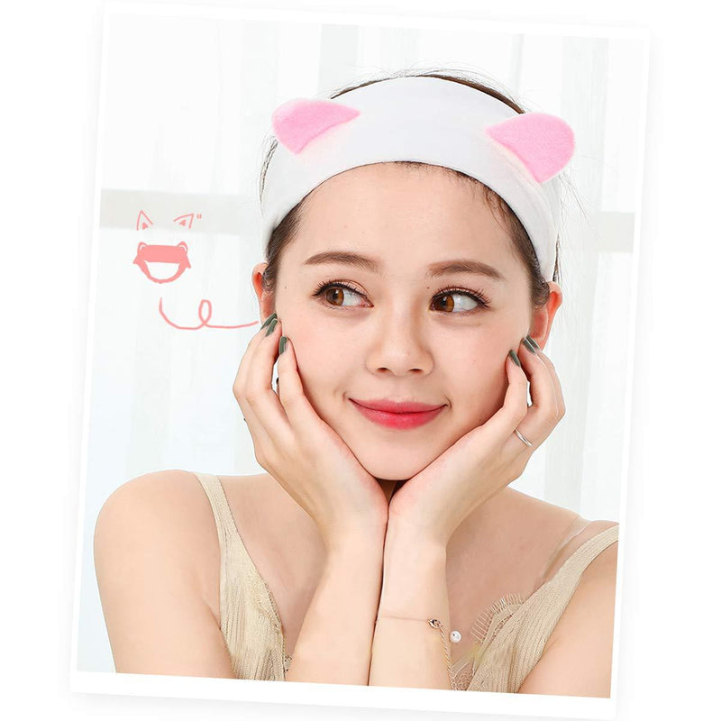 [Australia] - Frcolor 5pcs Cat Ear Make Up Face Washing Spa Shower Mask Hairband Makeup Cosmetic Headband 