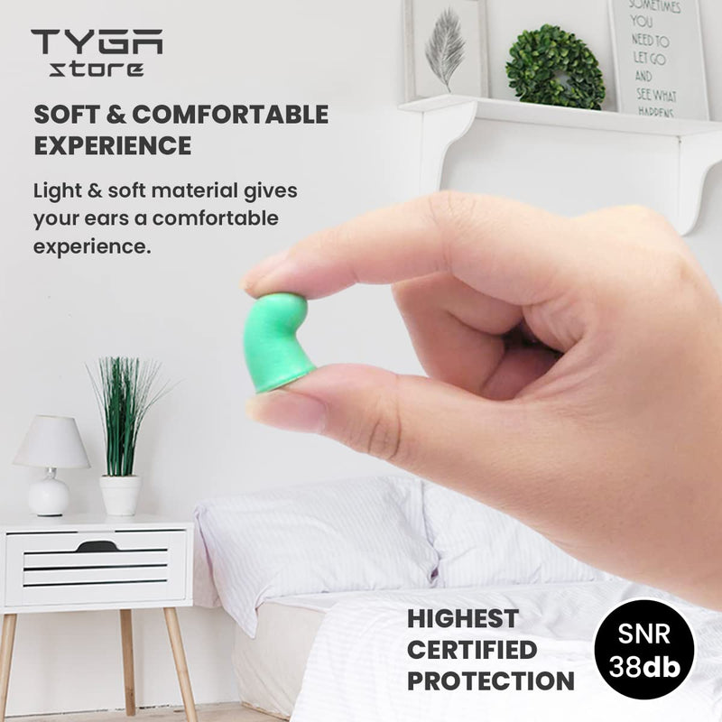 [Australia] - TYGA Store Soft Foam Ear Plugs 30 Pairs - 38dB SNR Noise Cancelling - Best for Sleeping, Travel, Concerts, Studying, Work, Loud Noise, Snoring - Mint Green 
