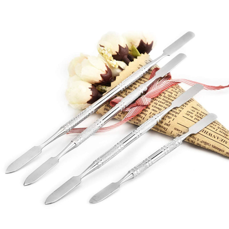 [Australia] - 4 Pcs Stainless Steel Makeup Spatula Set Double-Ended Scar Wax Spatula Ointment Spatula for Concealer Lipsticks Foundation Eye ShadowMake Up Pallets 