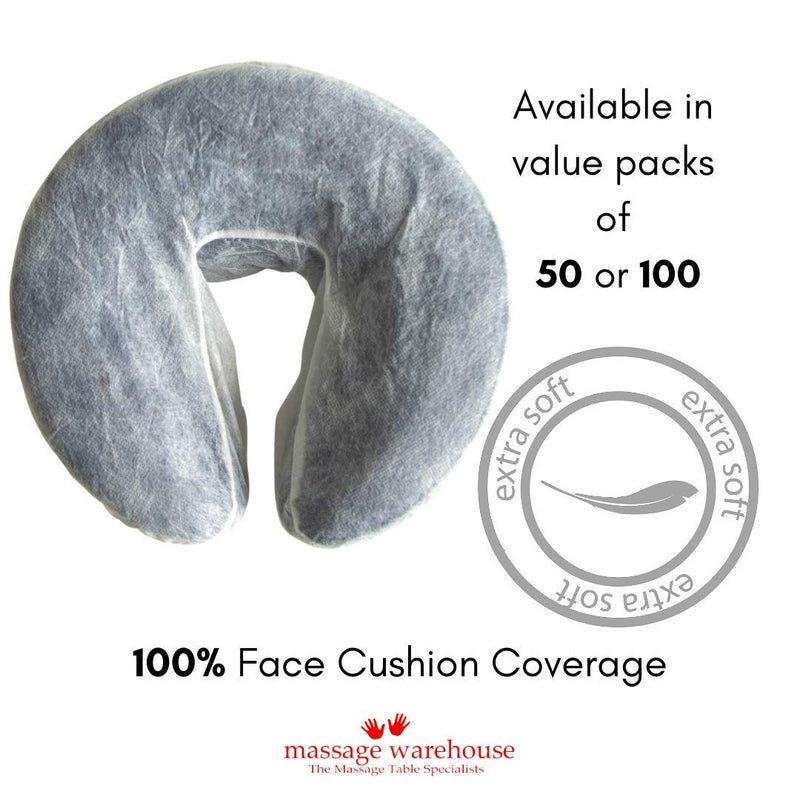 [Australia] - Elasticised & Fitted Disposable Face Cradle Covers for Massage Tables & Massage Chairs + Non-Stick + Soft + Medical Grade Headrest Cushion Covers (Pack of 50) 50 Count (Pack of 1) 