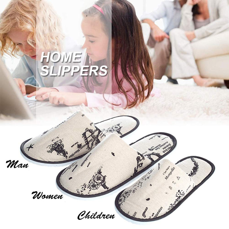 [Australia] - EMVANV Disposable House Guest Slippers, Portable Map Print Closed Toe Sandals Linen Spa Hotel Slippers Non Slip Slippers for Home Camping Travel Spa(Size:Man 1pair) man 1pair 