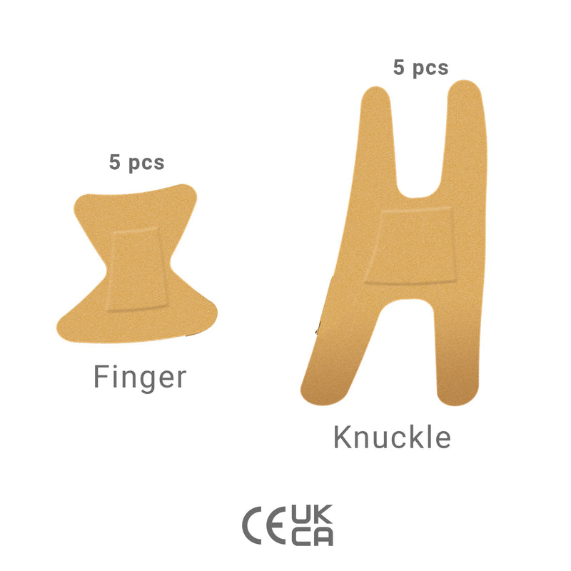 [Australia] - Finger Plasters – Pack of 10 - Flexible, Breathable and Durable – Shaped Fabric to fit fingertips and Knuckles 