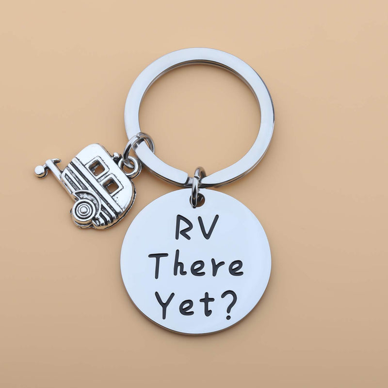 [Australia] - LQRI Camping Jewelry Camping Lover Gift Rv There Yet Camper Keychain with RV Trailer Charm Trailer Vacation Jewelry Traveler Graduation Gift Retirement Gift sliver 