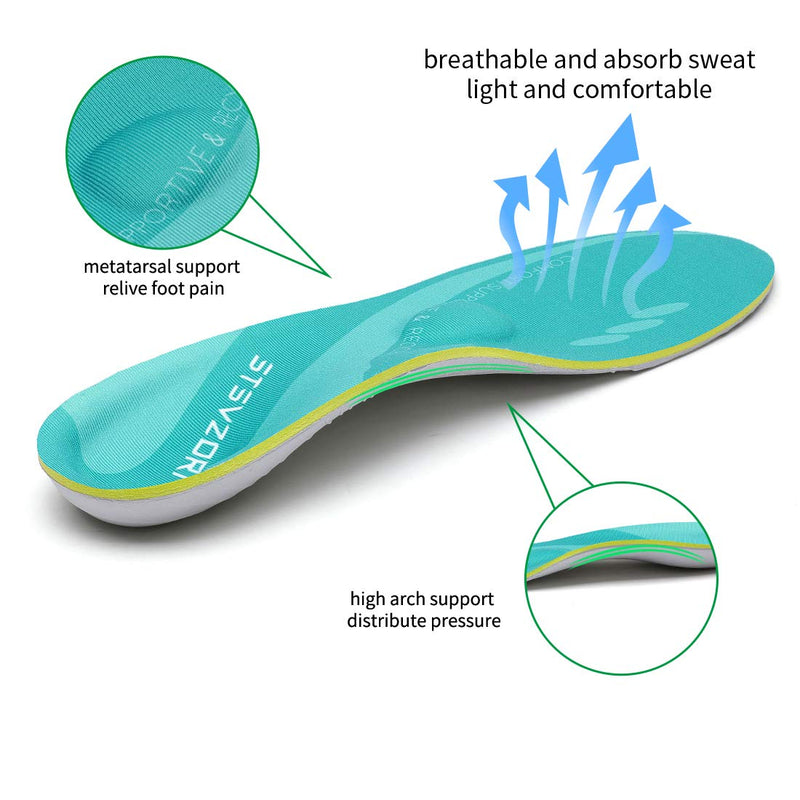 [Australia] - Comfort Arch Support Insoles,Running Shoe Orthotic Inserts for Arch Support and Cushion,Unisex(Size:UK 4,Length:9.05",Light Green) Size:UK-4--9.05" Light Green 