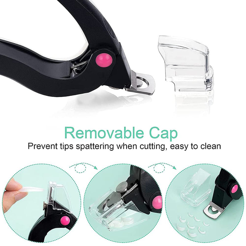 [Australia] - JZF Acrylic Nail Clipper, Professional Adjustable Stainless Steel Artificial Nail Clipper, Gel False Nails Tips Cutter for Nail Art Manicure Tool (Black) Black 