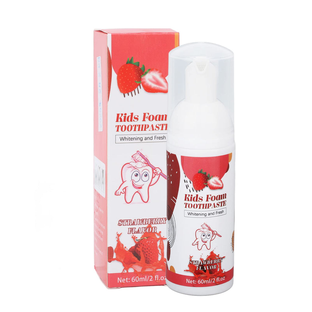 [Australia] - Kids Foam Toothpaste, 60ml Strawberry Flavor Rich Calcium Teeth Whitening Freshen Breath Foam Toothpaste for Kids Teeth 