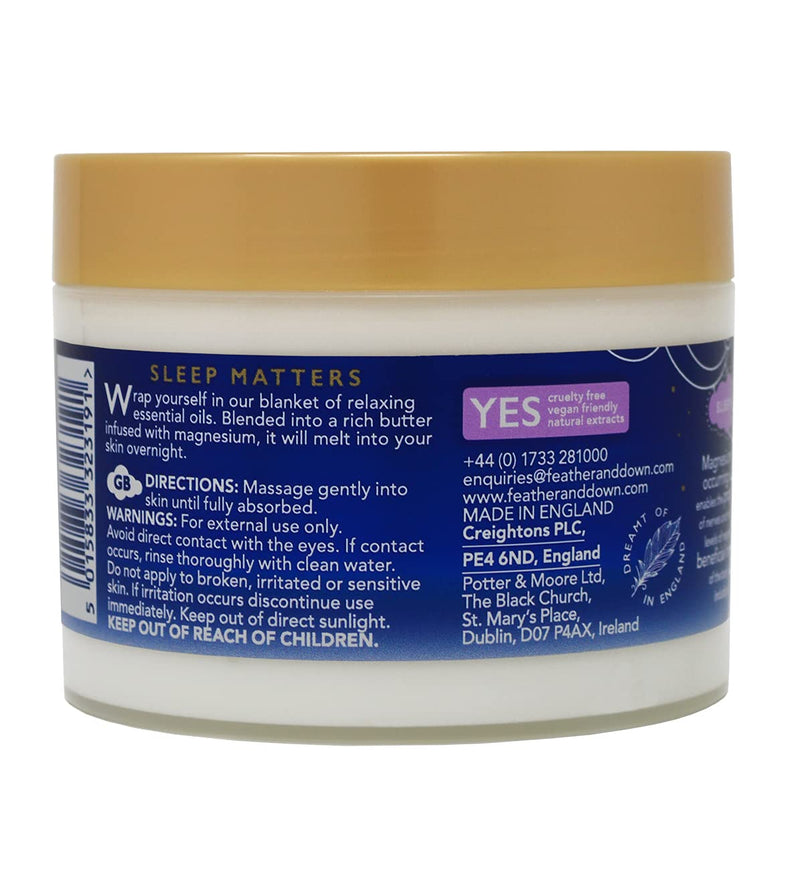 [Australia] - Feather & Down Magnesium Soothing Sleep Butter (300ml) - With magnesium, calming lavender & chamomile essential oils to aid sleep. Vegan Friendly & Cruelty Free. 