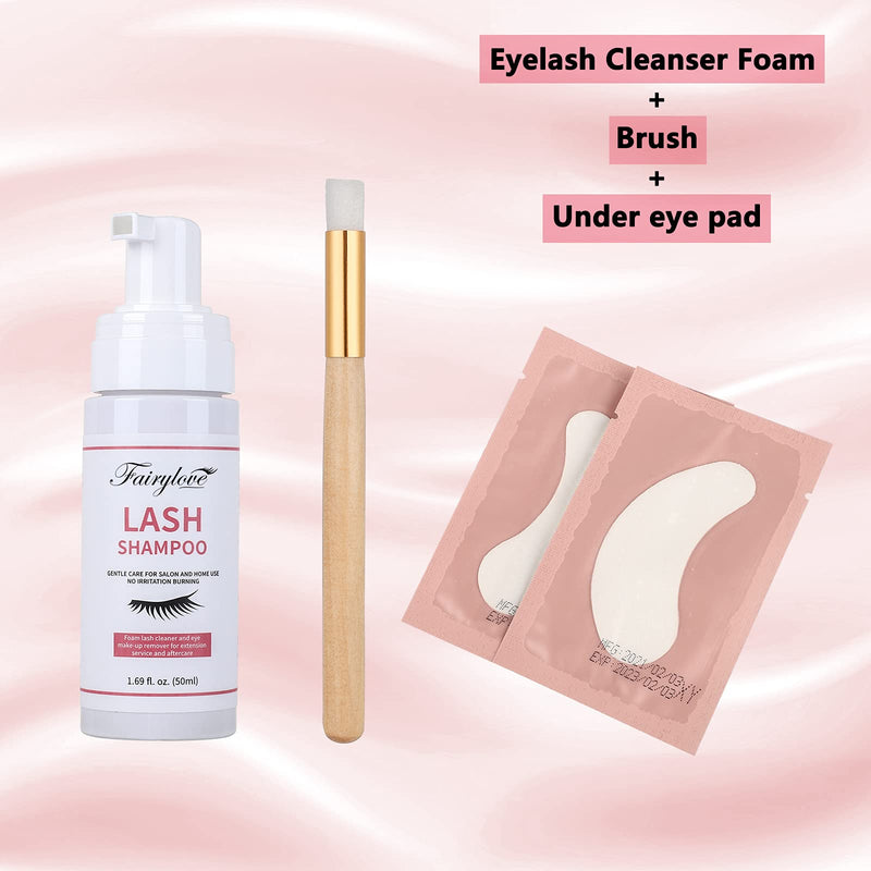 [Australia] - Eyelash Extension Cleanser, Eyelash Foaming Cleanser Eyelash Shampoo/Wash Eyelash Brush Extension Safe Remove Makeup Residue And Mascara For Daily Use(Eyelash Cleanser Foam + Brush) 