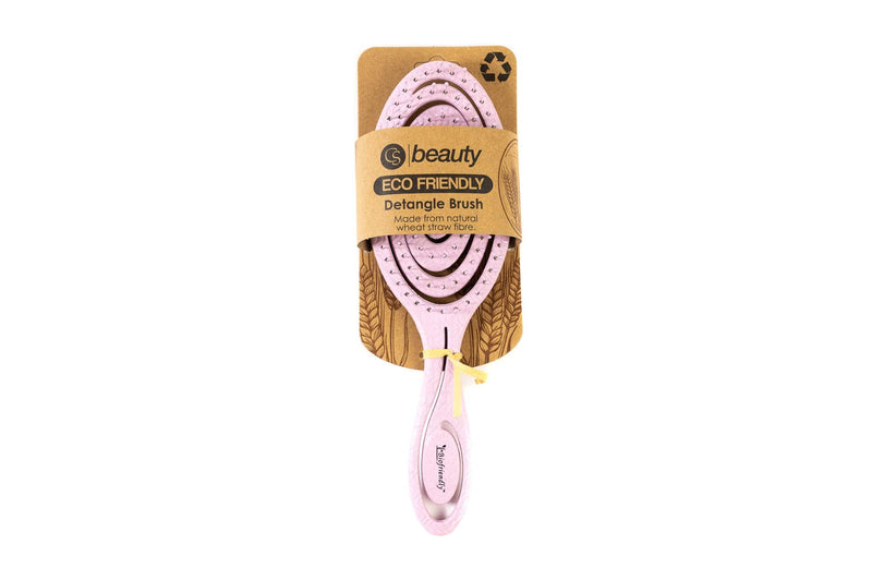 [Australia] - CS Beauty Eco Friendly Straw Hairbrush, Flexible Soft Pin Bristles, Detangling Wet/Dry Hair, Head Massaging Pro Pink 