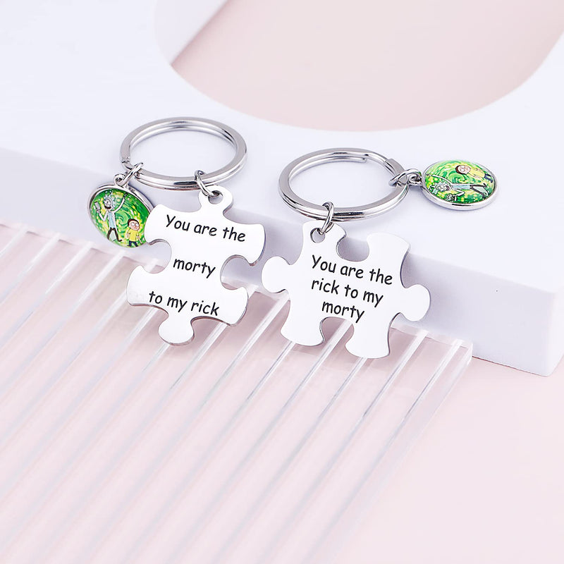 [Australia] - G-Ahora Rick and Morty Friendship Puzzle Keychain You are The Rick to My Morty Jewelry Gift for Best Friends Ti-kpr-rick Morty 