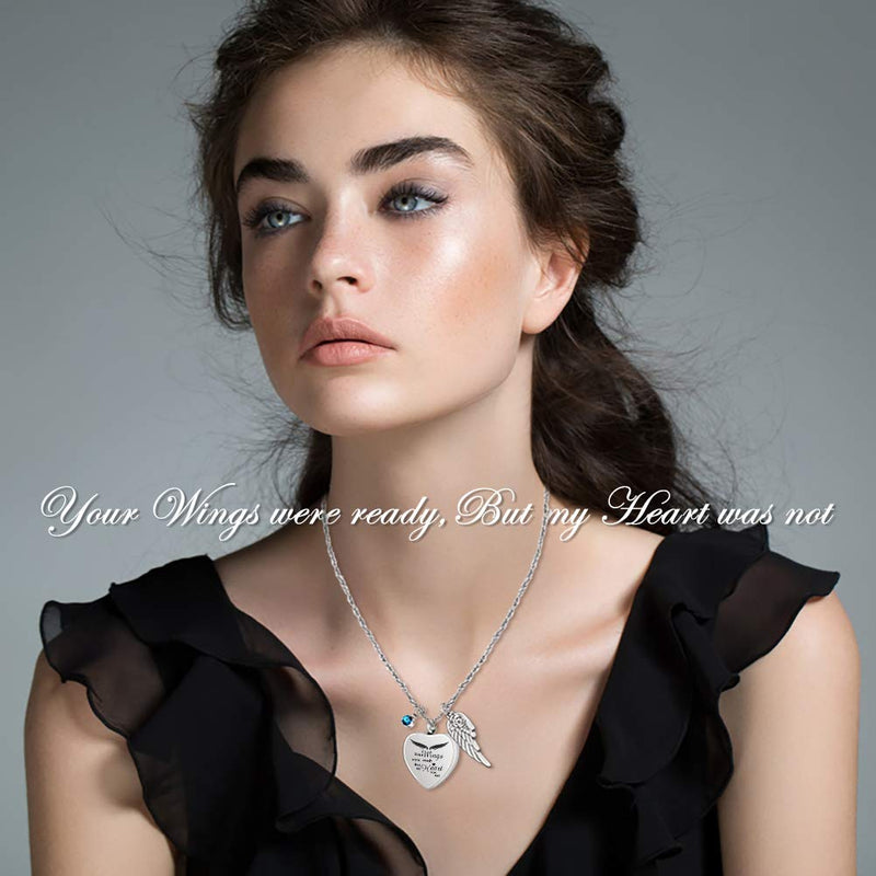 [Australia] - abooxiu Heart Urn Necklaces for Ashes with 12 Pcs Birthstones Cremation Necklace for Human for Pet Ashes Stainless Steel Cremation Pendant with 22" Chain- Your Wings were Ready, But My Heart was Not Your Wings Was Ready 