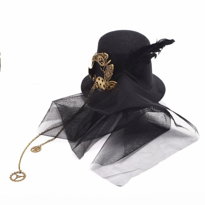 [Australia] - BLESSUME Victorian Steampunk Women Mini Top Hat Hair Clip Party Hat Dancing Cocktail Head Clip A 