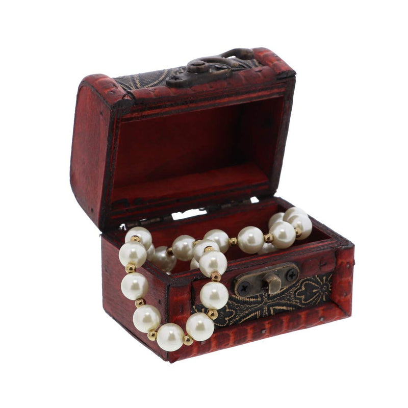 [Australia] - SandT Collection 3 Inch Wooden Keepsake Treasure Chest Trinket Box - Flower 