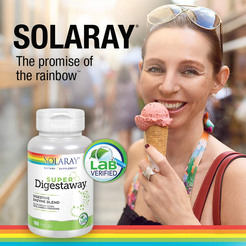 [Australia] - Solaray Super Digestaway Digestive Enzyme Blend | Healthy Digestion & Absorption of Proteins, Fats & Carbohydrates | Lab Verified | 180 VegCaps 