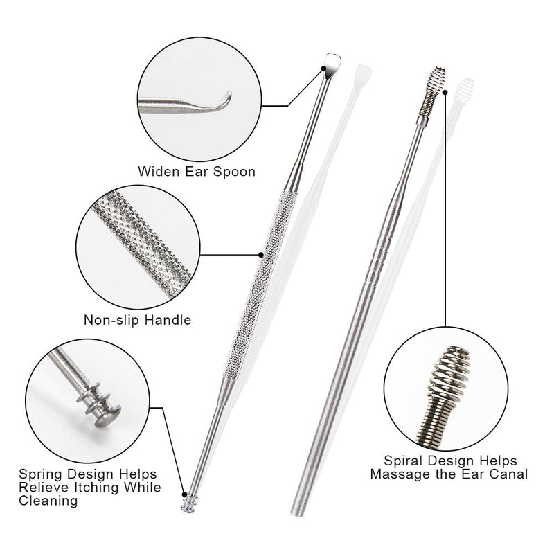 [Australia] - 7 Pcs Ear Pick Earwax Removal Kit, BetyBedy Ear Cleansing Tool Set, Ear Curette Ear Wax Remover Tool with Cleaning Brush and Storage Box, Sliver 