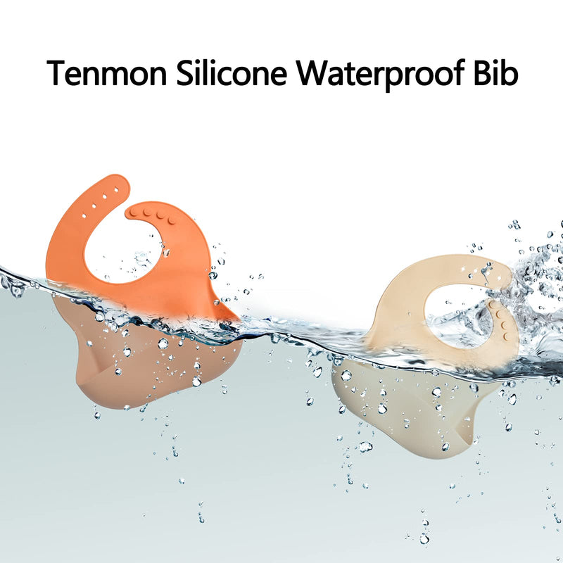 [Australia] - Bibs Baby Bibs Tenmon,Suitable for Silicone Baby Bibs for Girls and Boys, Adjustable Waterproof Bibs, Baby Bibs (Orange) Orange 