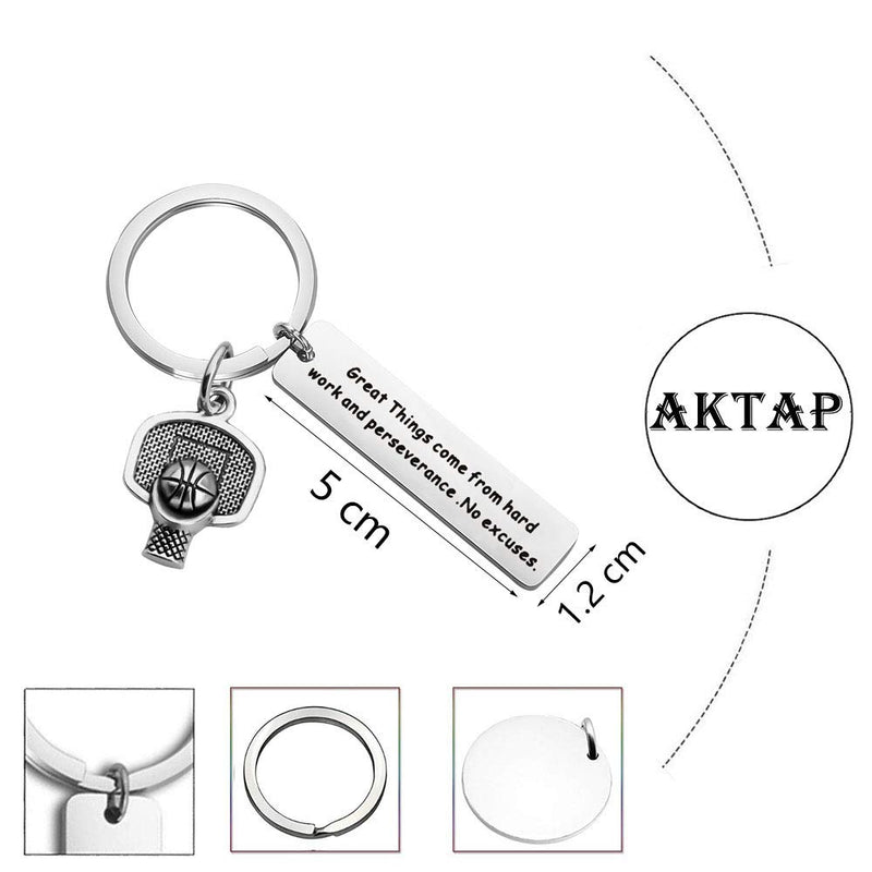 [Australia] - AKTAP Basketball Player Gift Basketball Lover Keychain Great Thing Come from Hard Work and Perseverance Inspirational Gift for Basketball Team Inspirational Basketball Team Keychain 