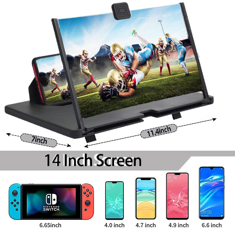 [Australia] - 14 Inch Phone Screen Magnifier,Thin Foldable Mobile Phone Stand,HD 3D Blu-ray for Movies, Videos, and Gaming, Compatible with All Smartphones 14inblack 