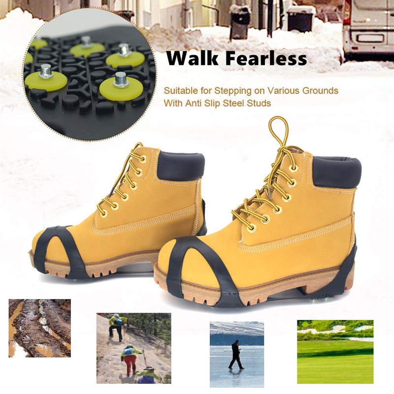 [Australia] - Aerexier Ice Cleats Snow Grips - Anti-Slip Crampons Traction Cleats Ice & Snow Grippers 10 Steel Studs for Women Men Kids’ Shoes and Boots (Extra 10 Studs) Small [Women(5-7)/Men(3-5)] 