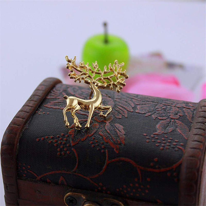 [Australia] - ASHMITA Pearl Water Diamond Deer Brooch Rose Golden Elk Head Ice Brooch Cute Fashion Unique Animal Christmas Pins Corsage for Unisex Women C 