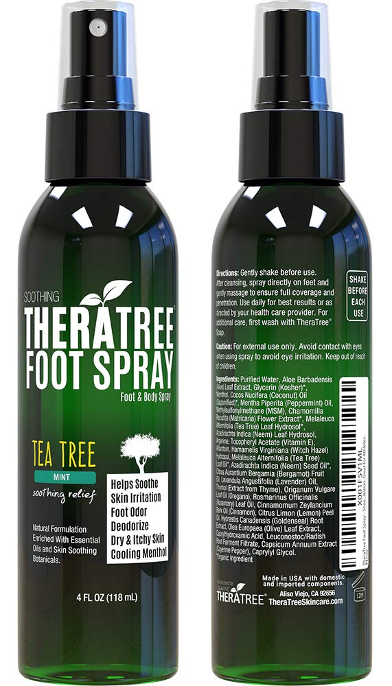 [Australia] - TheraTree Foot Spray for Shoe & Foot Odor with Tea Tree, Neem, MSM & Menthol for Soothing Skin Irritation. Great for Athletes. 