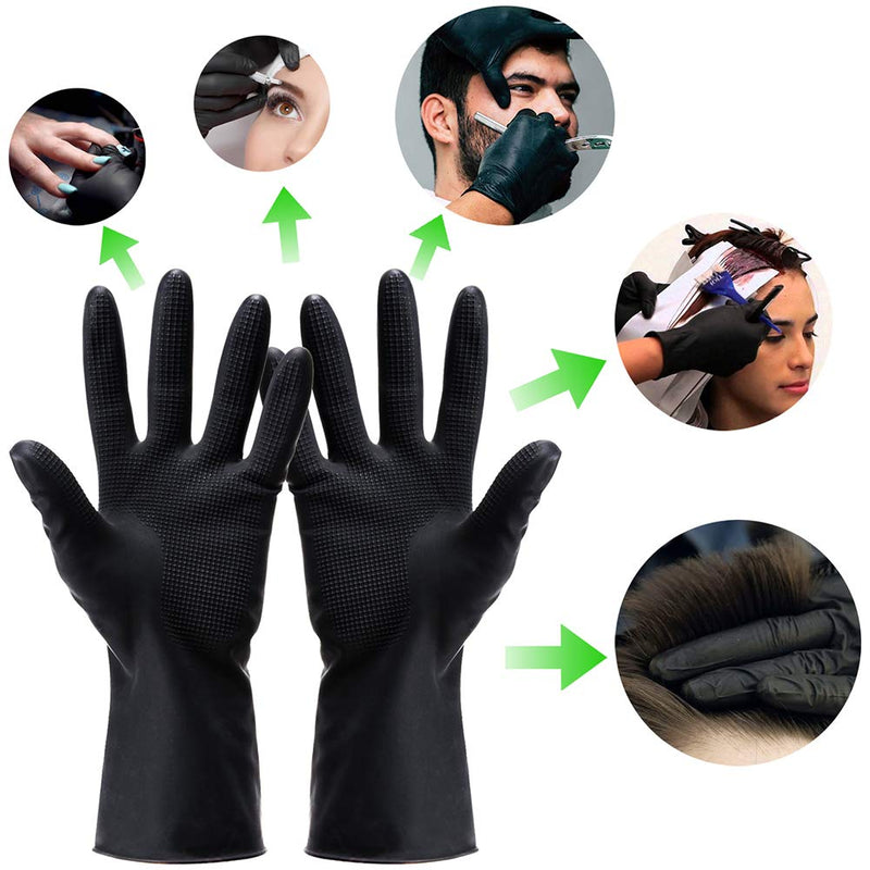 [Australia] - Hair Dye Gloves, Black Reusable Rubber Gloves, Professional Hair Coloring Accessories for Hair Salon Hair Dyeing,2Pcs 