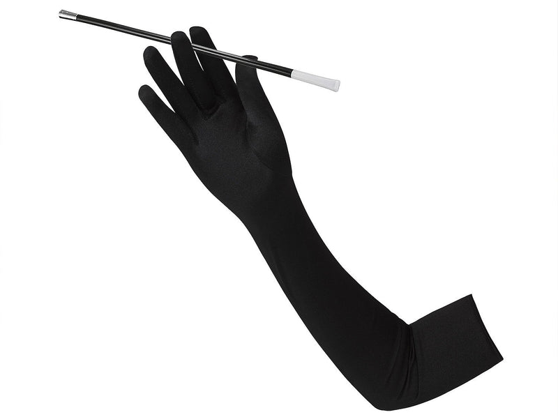 [Australia] - Vijiv 1920s Glove Opera Satin Long 20s Gatsby Flapper Gloves 22" Elbow Length One Size Black 