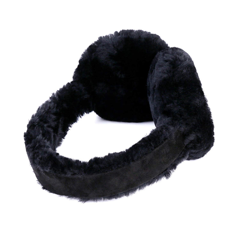[Australia] - Winter Sheepskin Ear Muffs, Australian Wool Ear Warmer, Outdoor Classic Soft Earmuffs, One size Black-1 
