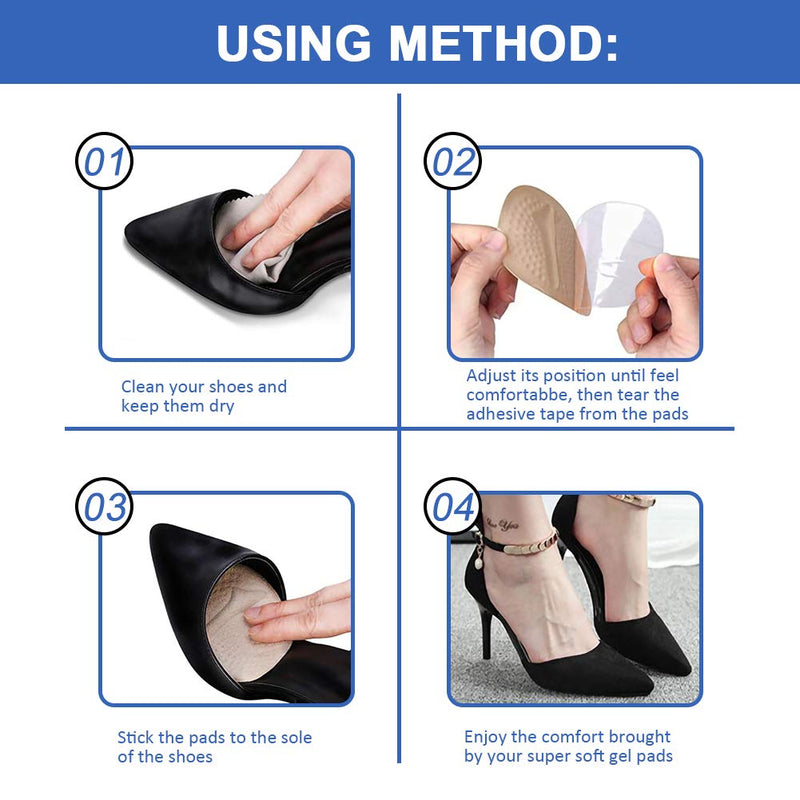 [Australia] - 2 Pairs High Heel Shoe Insoles for Women, Haofy Anti-Slip Party Feet Shoe Gel Pads, One Size Fits All Shoes Too Big Insert Beige 