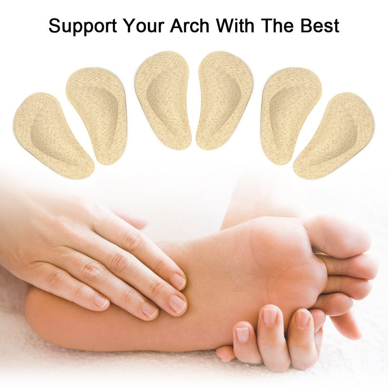 [Australia] - Dr. Foot's Arch Support Shoe Insoles for Flat Feet, Gel Arch Inserts for Plantar Fasciitis, Adhesive Arch Pad for Relieve Pressure and Feet Pain- 3 Pairs (Beige) Beige 