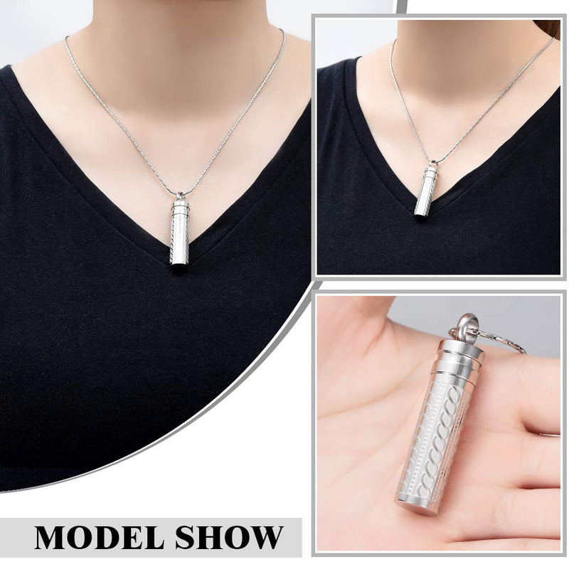[Australia] - constantlife Cremation Jewelry for Ashes Openable Pill Case Urn Necklace Keepsake Perfume Memorial Pendant Locket Charm Accessories Silver 