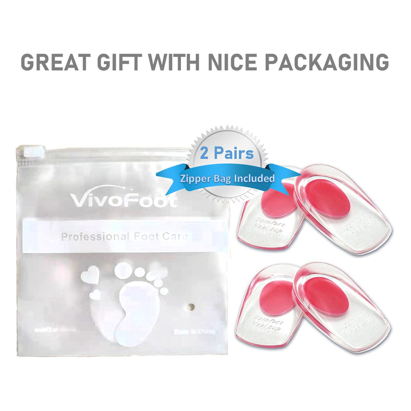 [Australia] - VivoFoot Gel Heel Cups, Shoe Inserts for Plantar Fasciitis, Heel Spur & Achilles Pain Relief, Heel Lift Pads for Men & Women (Small, 2 Pairs) Small, 2 Pairs 