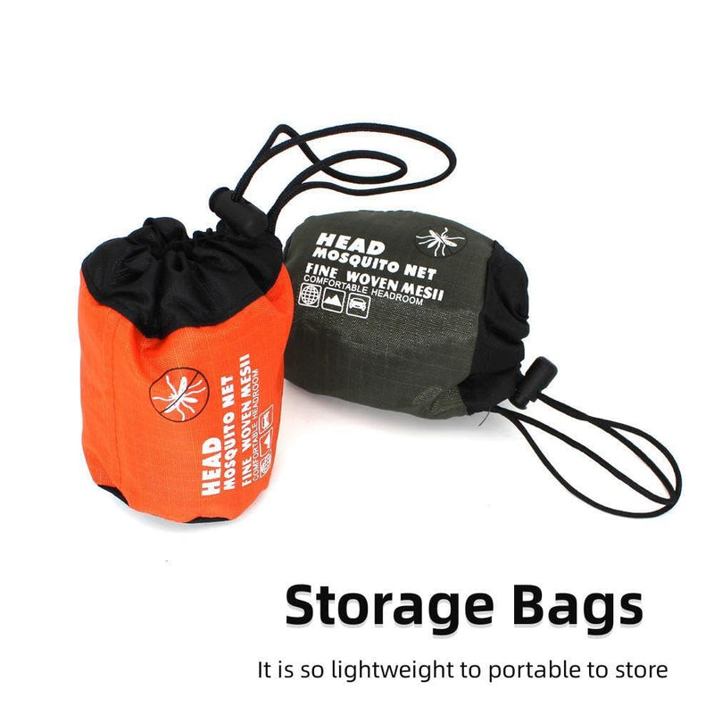 [Australia] - Midge Head Net with Storage Bag Face Net Mesh Nylon Mosquito Head Net for Outdoor Hiking Camping Climbing Fishing and Walking (Black) Black 