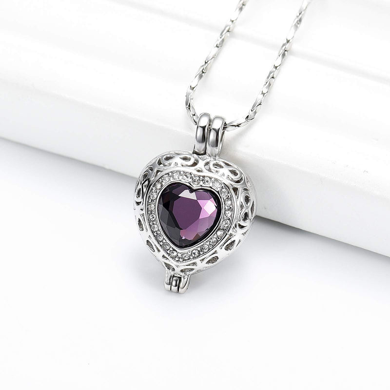 [Australia] - Imrsanl Cremation Jewelry for Ashes Pendant - Crystal Heart Urn Necklace with Mini Keepsake Urn Memorial Ash Jewelry Purple 