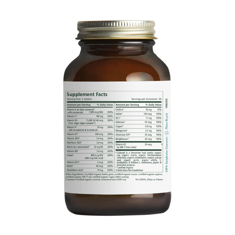 [Australia] - Pure Synergy Multi•Vita•Min | 60 Tablets | Made with Organic Ingredients | Non-GMO | Daily Multivitamin Made with Organic Vegetables and Fruits 