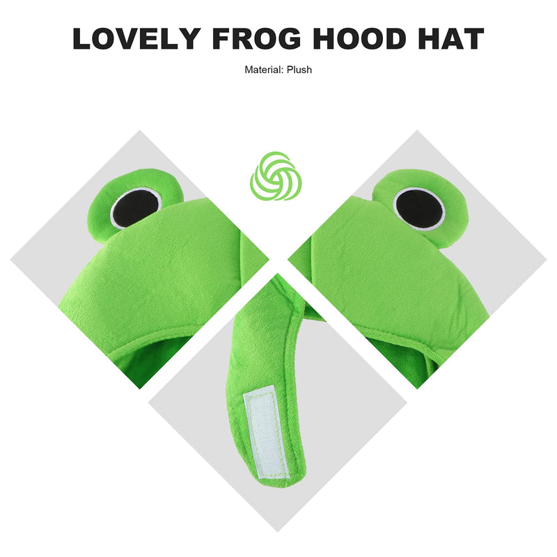 [Australia] - Amosfun Cute Plush Frog hat Scarf Cap Ears Winter ski hat Full Headgear Novelty Party Dress up Cosplay Costume Green 