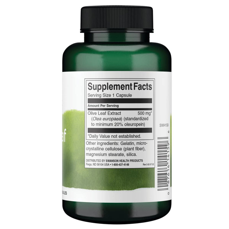 [Australia] - Swanson Olive Leaf Extract Capsules with 20% Oleuropein - Provides Immune Support, Promotes Cardiovascular System Health, and Supports Healthy Blood Pressure - (120 Capsules, 500mg Each) 1 