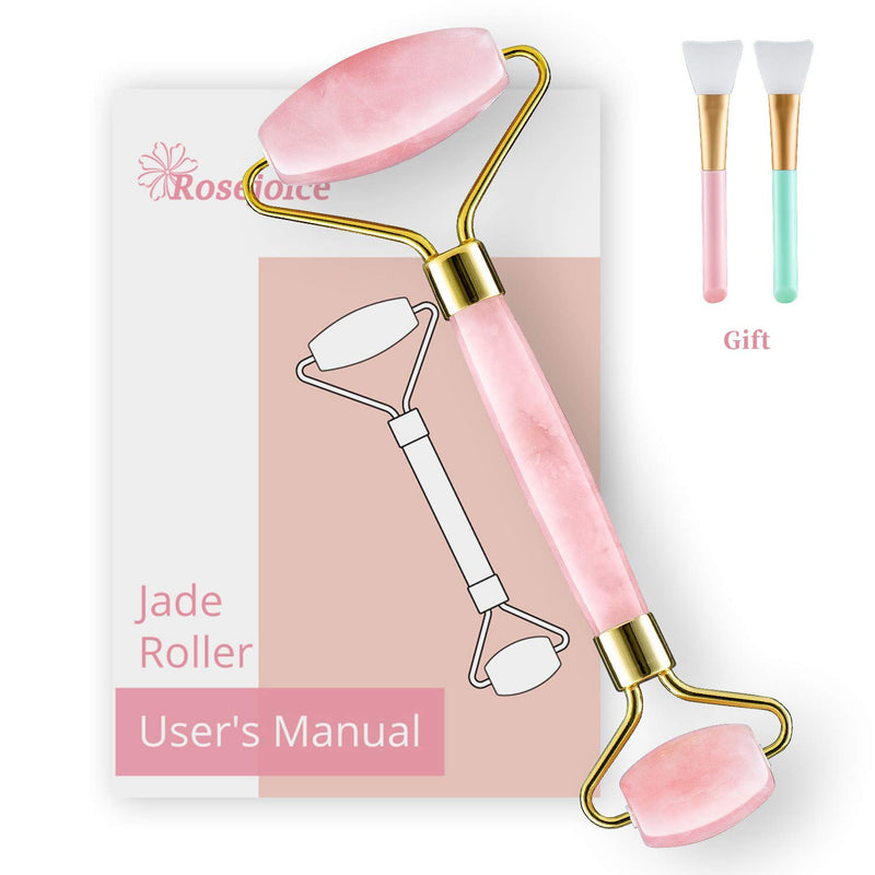 [Australia] - Rosejoice Pink Rose Quartz Jade Roller for Face-Natural Handmade-Crafted Facial Massager Skin Tool for Anti Aging Skincare 