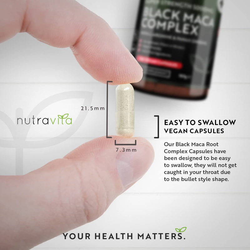 [Australia] - Maca Root Capsules 5000mg (High Strength) – 180 Vegan Black Maca Capsules (6 Month Supply) – Not Tablets – 100% Peruvian Maca – with L-Arginine, Panax Ginseng & Black Pepper – Made in UK by Nutravita 