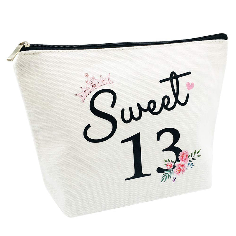 [Australia] - Sweet 13 Gifts for Girls 13th Birthday Gifts Ideas Best Friend Daughter Funny 13 Year Old Girls Sweet Thirteen Gifts for Teen Girls Cute Makeup Bag Celebrate Turning Thirteen 