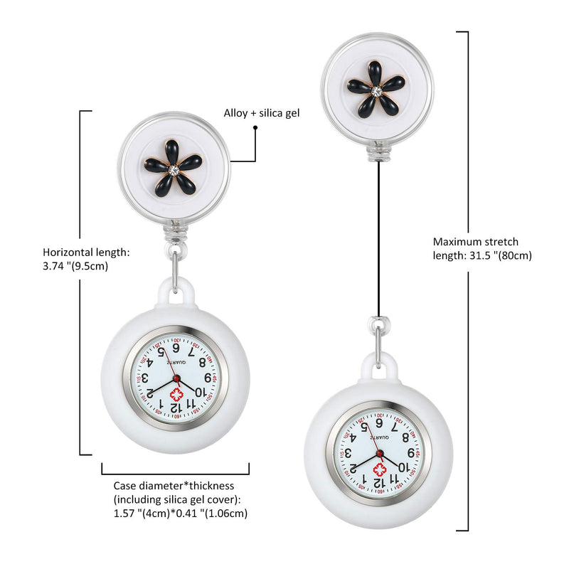 [Australia] - AVANER Retractable Nurse Watches Clip-on Hanging Fob Watches Cute Flower Pattern Lapel Watches for Nurses Doctors with Silicone Cover style1-a 