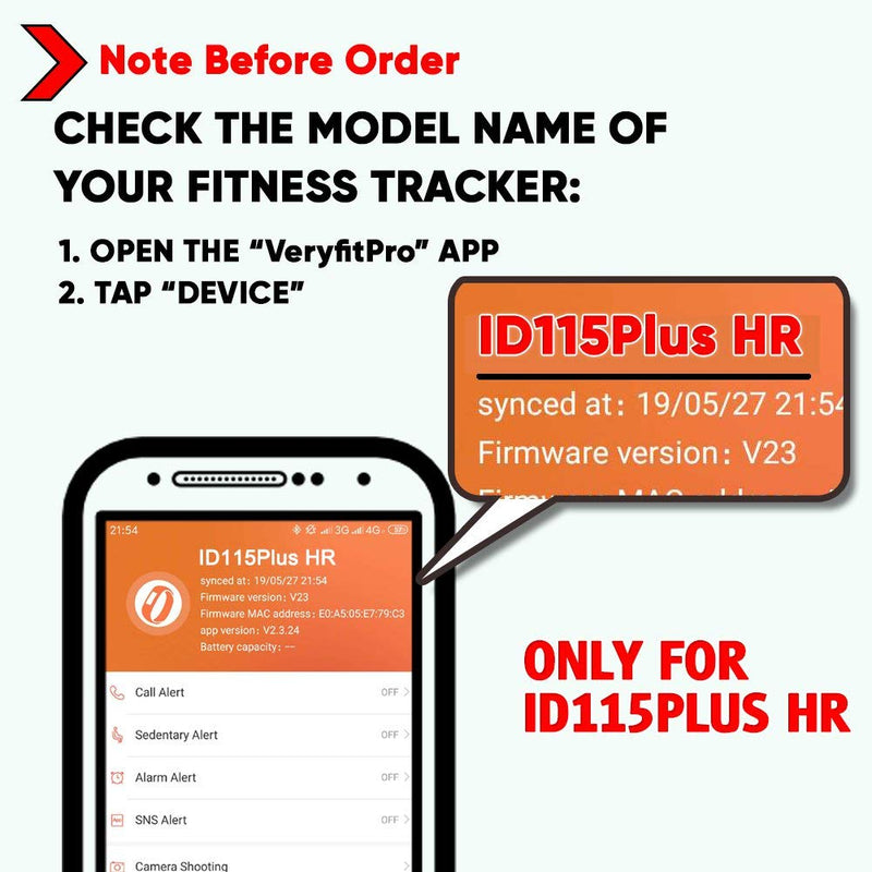 [Australia] - ZURURU Veryfitpro ID115Plus HR Replacement Bands for Veryfit Pro ID115Plus HR Fitness Tracker Smart Watch Blue-Black 