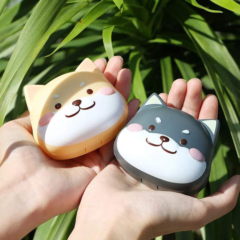 [Australia] - 2 Pack Cute Contact Lens Cases, Shiba Inu Contact Lens Soak Storage Box, Portable Cartoon Contact Lens Holder with Mirror Tweezers for Travel Kit (Yellow) Yellow 