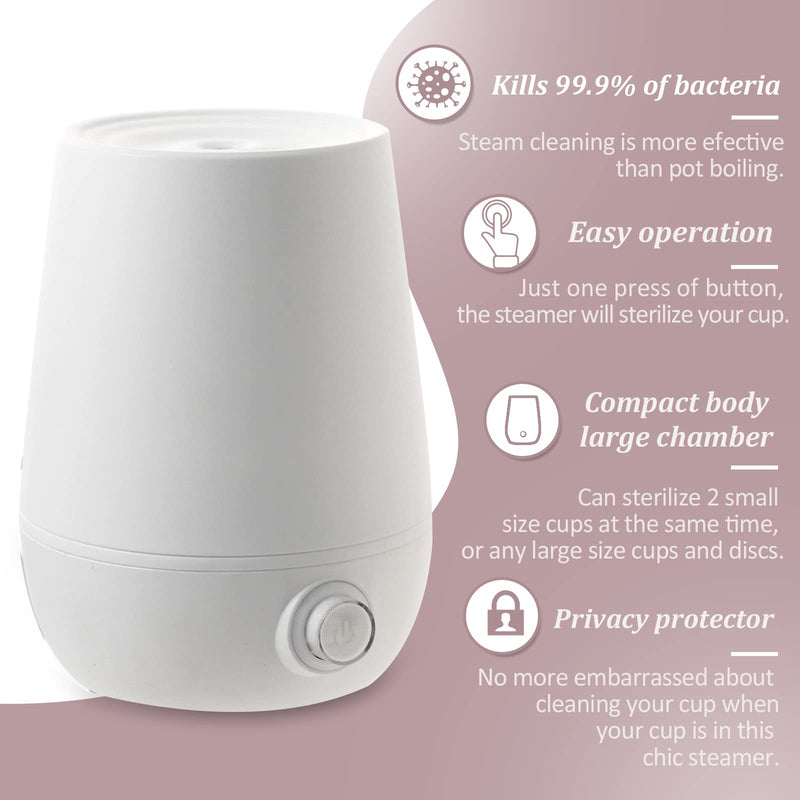 [Australia] - Menstrual Cup Sterilizer Steamer, 3-in-1 for Cleans, Dries, and Stores Your Period Cup- Leak-Free - 99.9% Cleaned, Suitable for Any Style of Menstrual Cup 