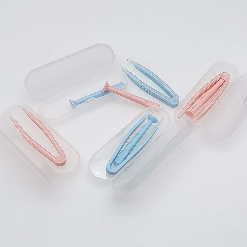 [Australia] - Fofuyim 4 Pack Contact Lens Remover and Inserter Tool for Soft Lenses, Portable Contact Lens Applicator with Tweezers & Storage Case for Outgoing, Travelling - Pink & Blue 