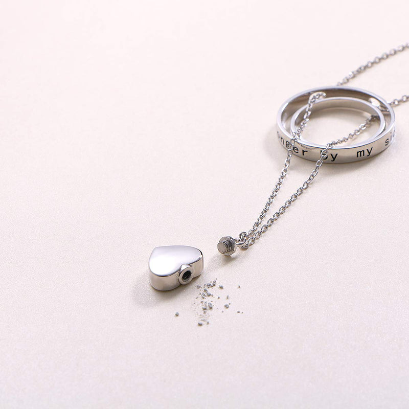 [Australia] - Cremation Jewelry Sterling Silver Engraved Urn Necklace for Ashes Keepsake Pendant Necklace no longer by my side forever in my heart 20" 
