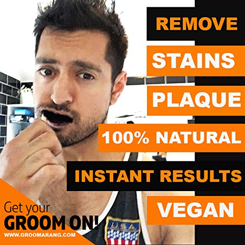 [Australia] - Groomarang Activated Charcoal And Coconut Shell Mint Orange Teeth Whitening Powder 50g FREE Bamboo Toothbrush 